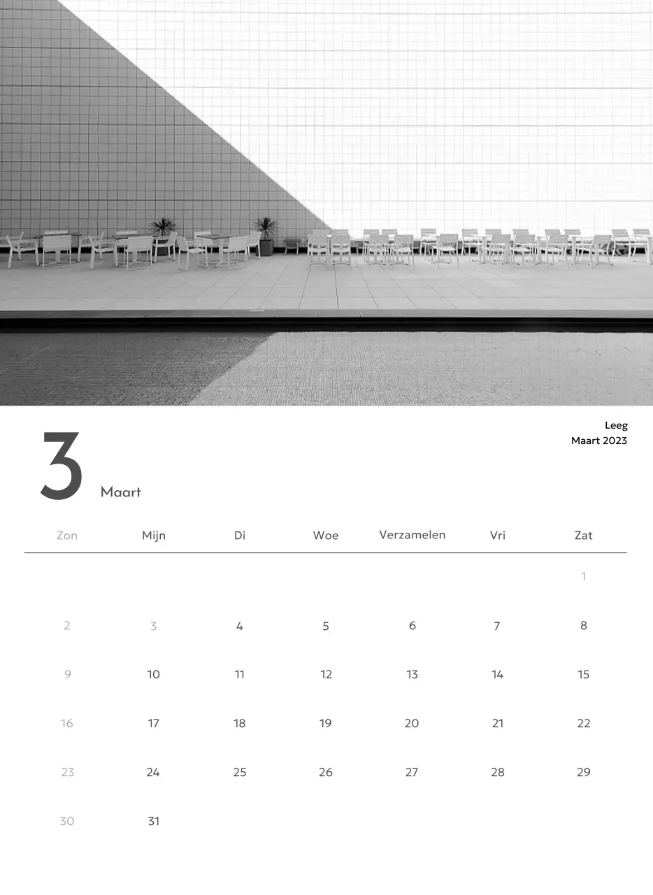 Een fotokalender met een strakke, stedelijke uitstraling