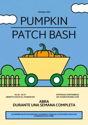 Promueva el Festival Geométrico del Huerto de Calabazas Azul y Amarillo