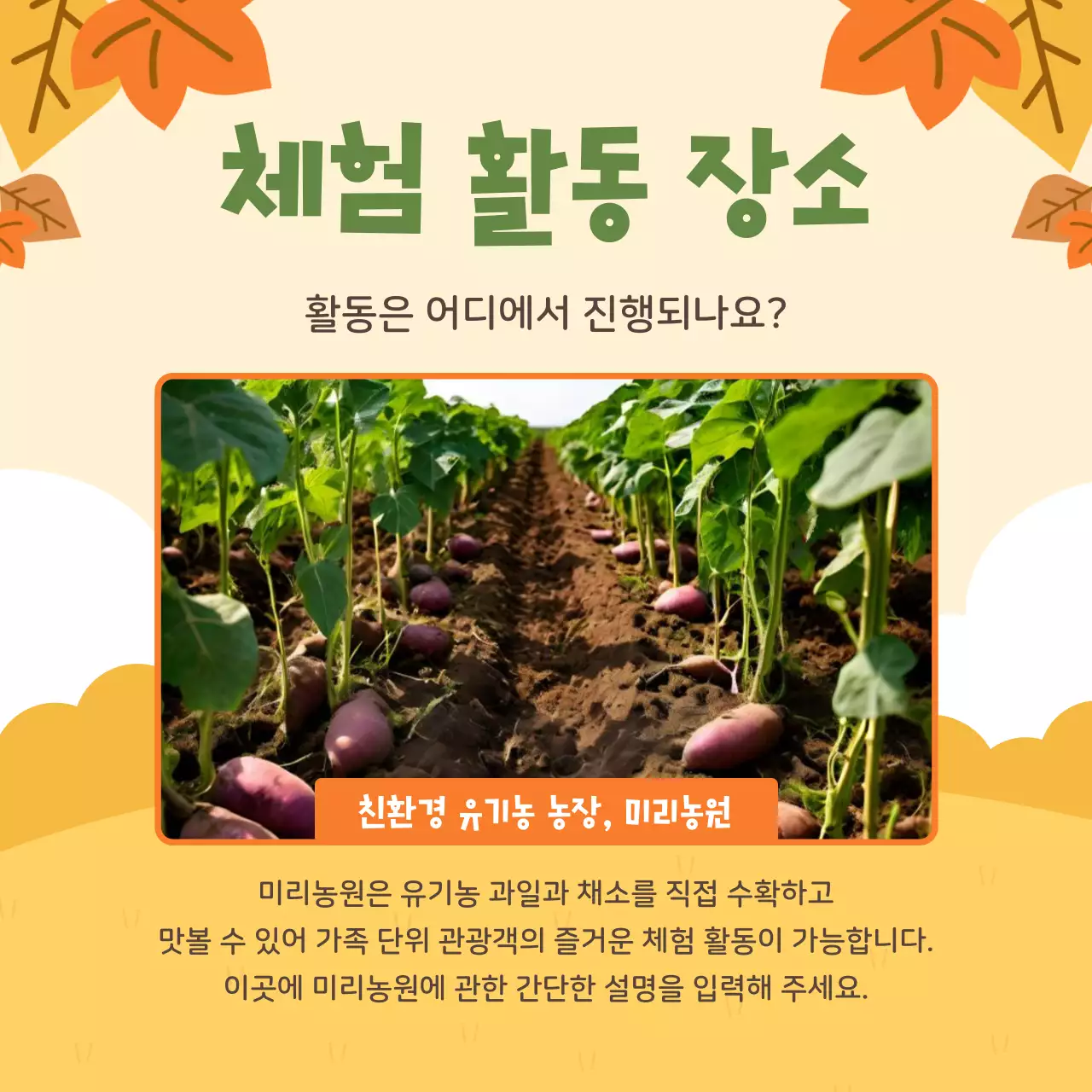 베이지 아기자기한 농업 체험