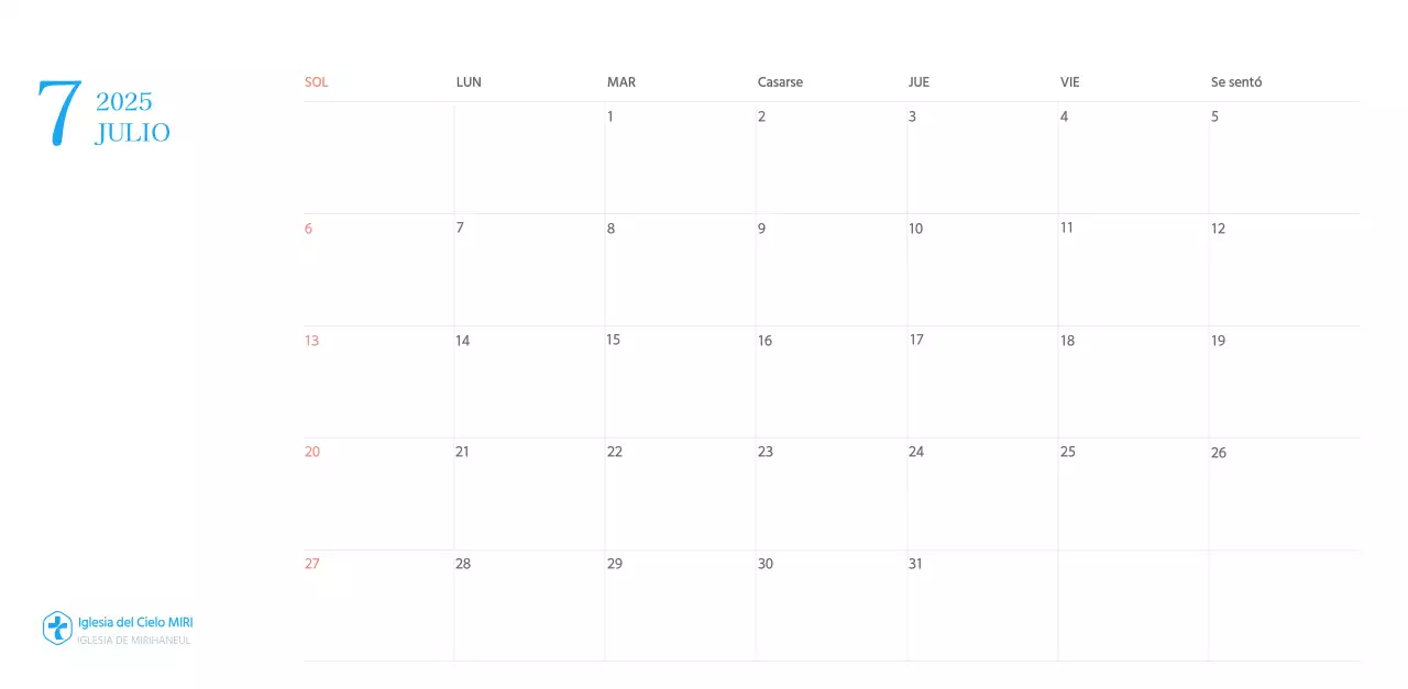Calendario eclesiástico azul de concepto moderno