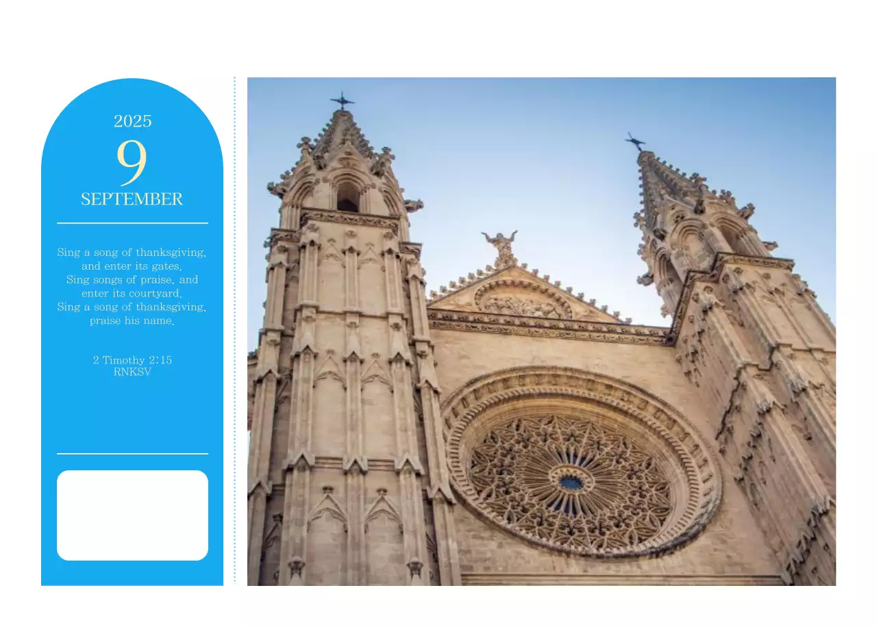 Blue modern concept church calendar