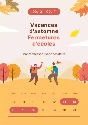 Annonce de fermeture pour les vacances d'automne en orange et bordeaux