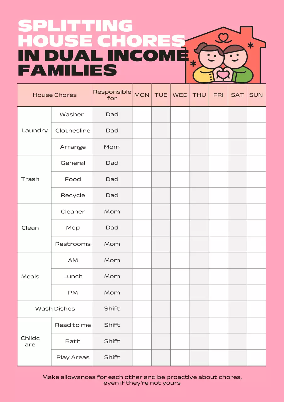 Pink Simple Household Planner