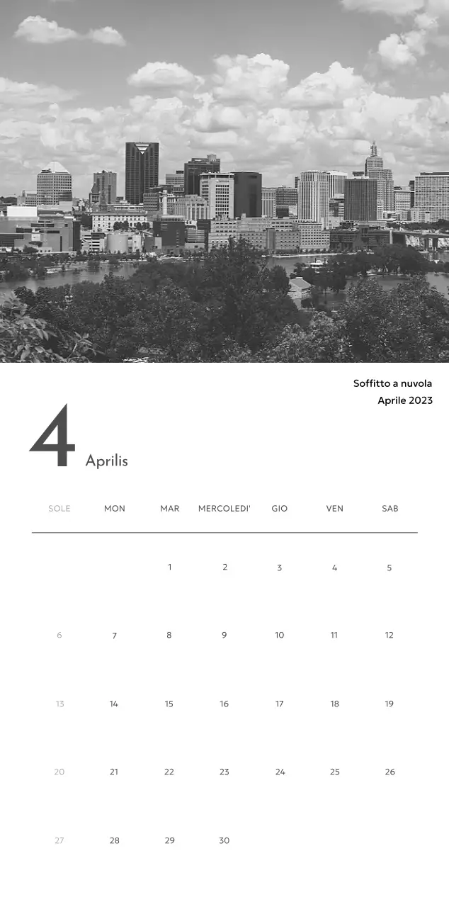 Un calendario fotografico dall'atmosfera pulita e urbana