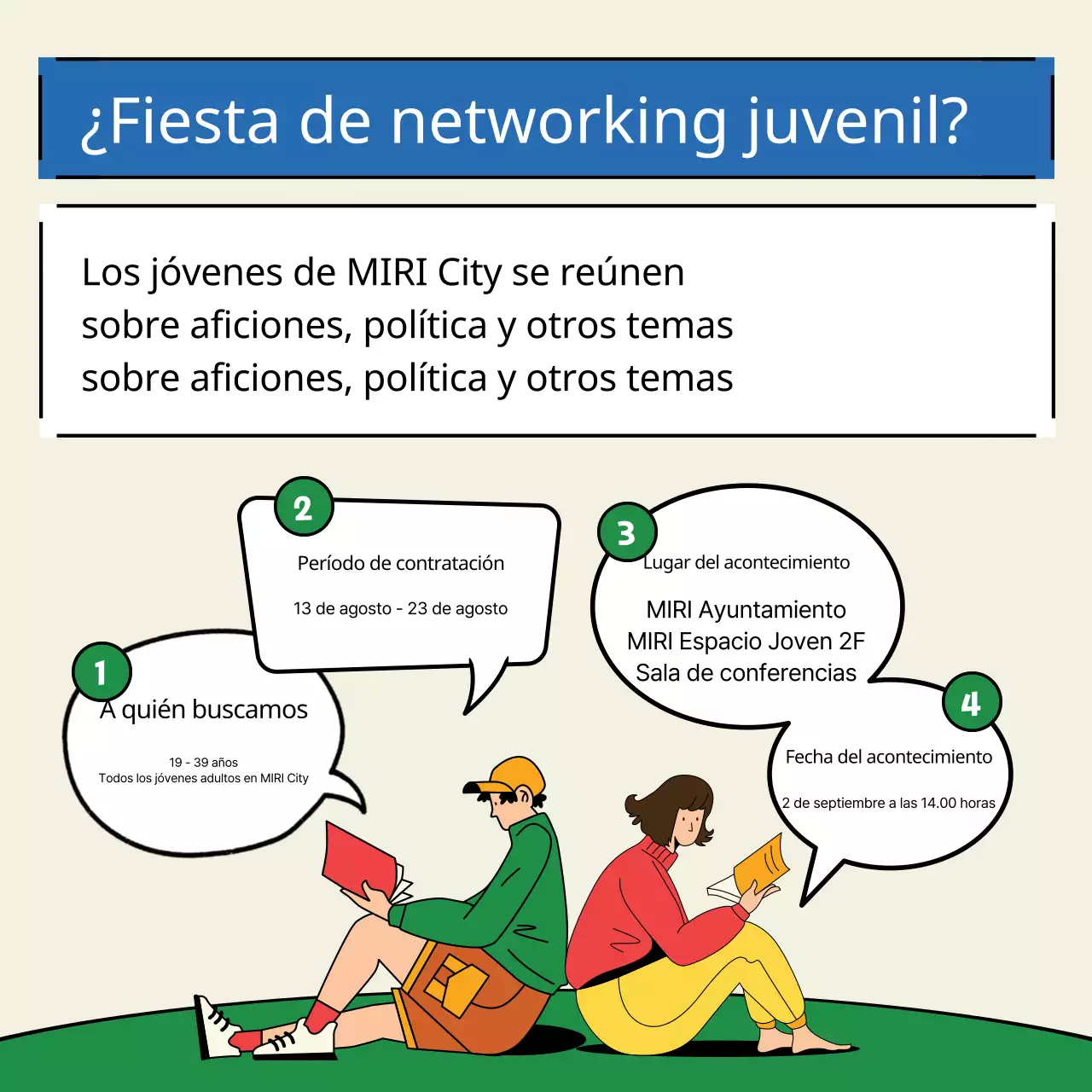 Promover una fiesta kitsch amarilla y verde para crear redes de jóvenes