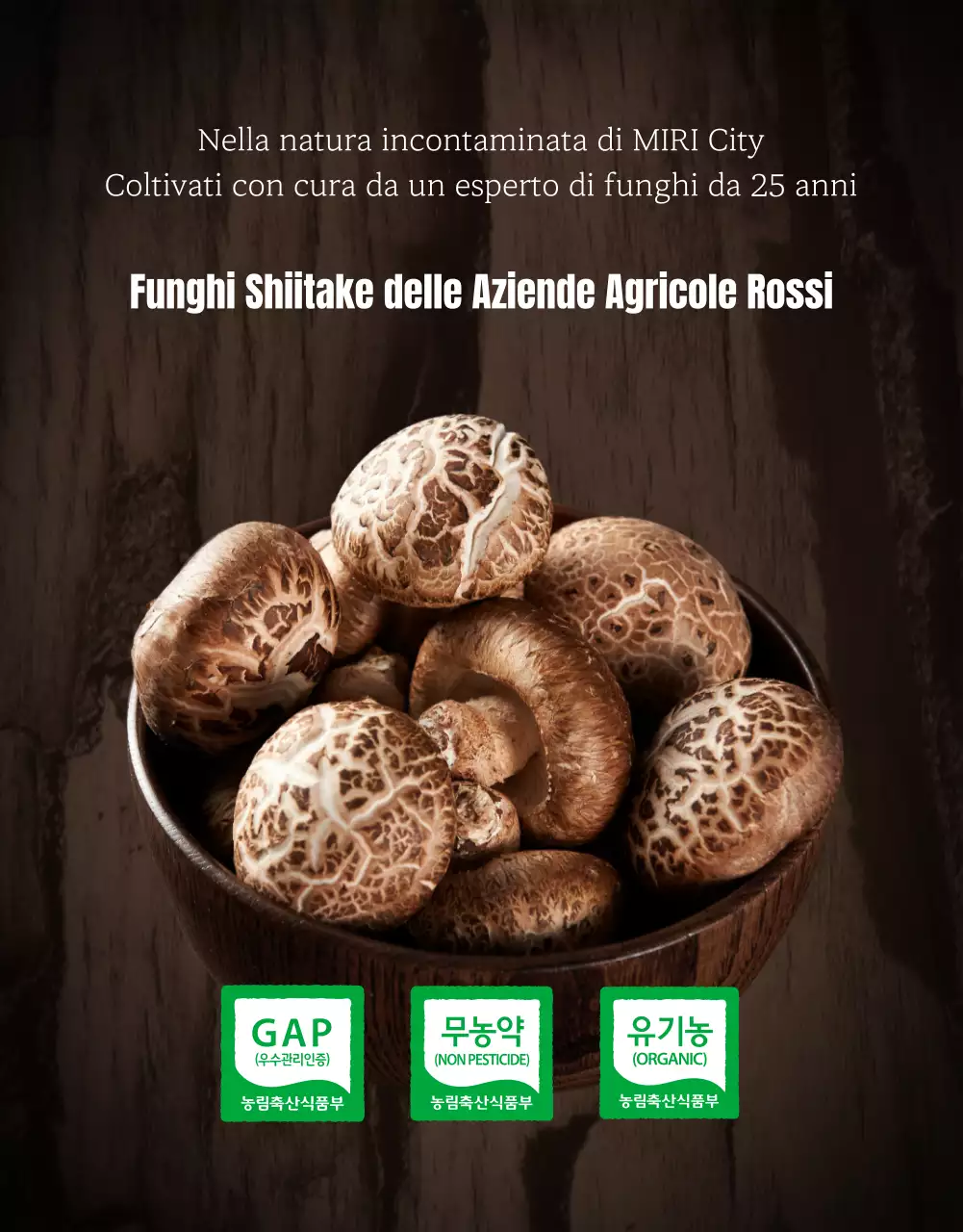 Funghi shiitake marroni e ordinati ad