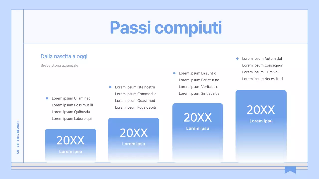 Una guida per un libro di cultura aziendale semplice e di colore blu chiaro