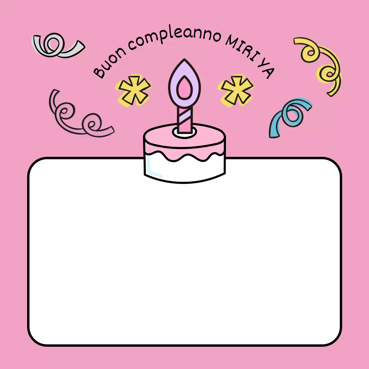 Simpatico biglietto di buon compleanno in rosa e giallo