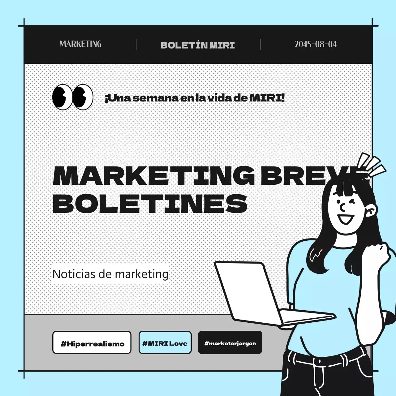 Promover un boletín de dibujos animados de color azul claro