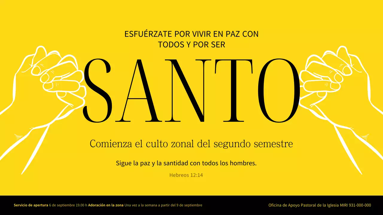 Una iglesia sencilla en amarillo y negro Sesión 2 Culto zonal Apertura Título principal