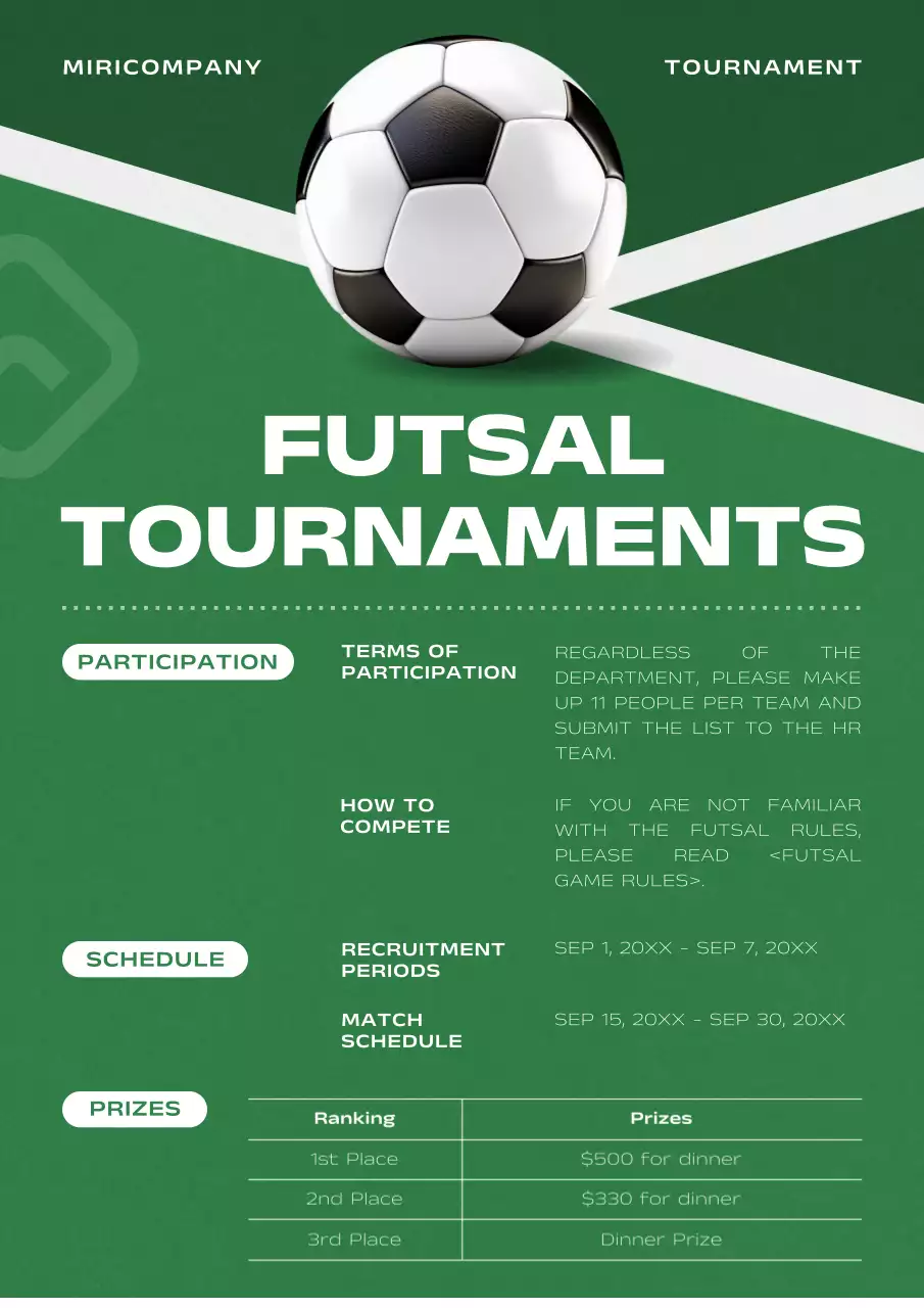 Green Modern Futsal Event Poster