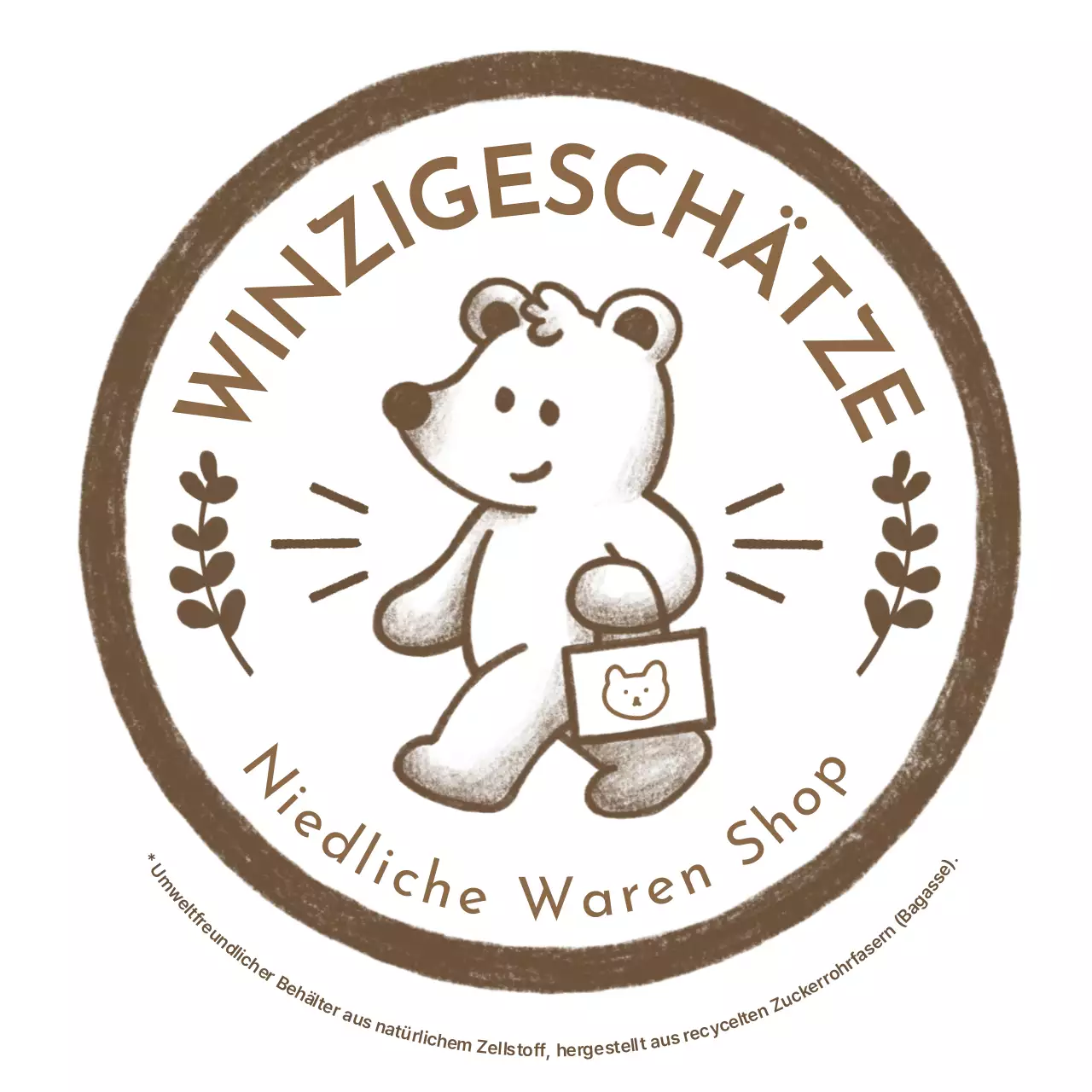 Niedlicher Teddybär Buntstift Hand gezeichnete Waren Shop-Emblem