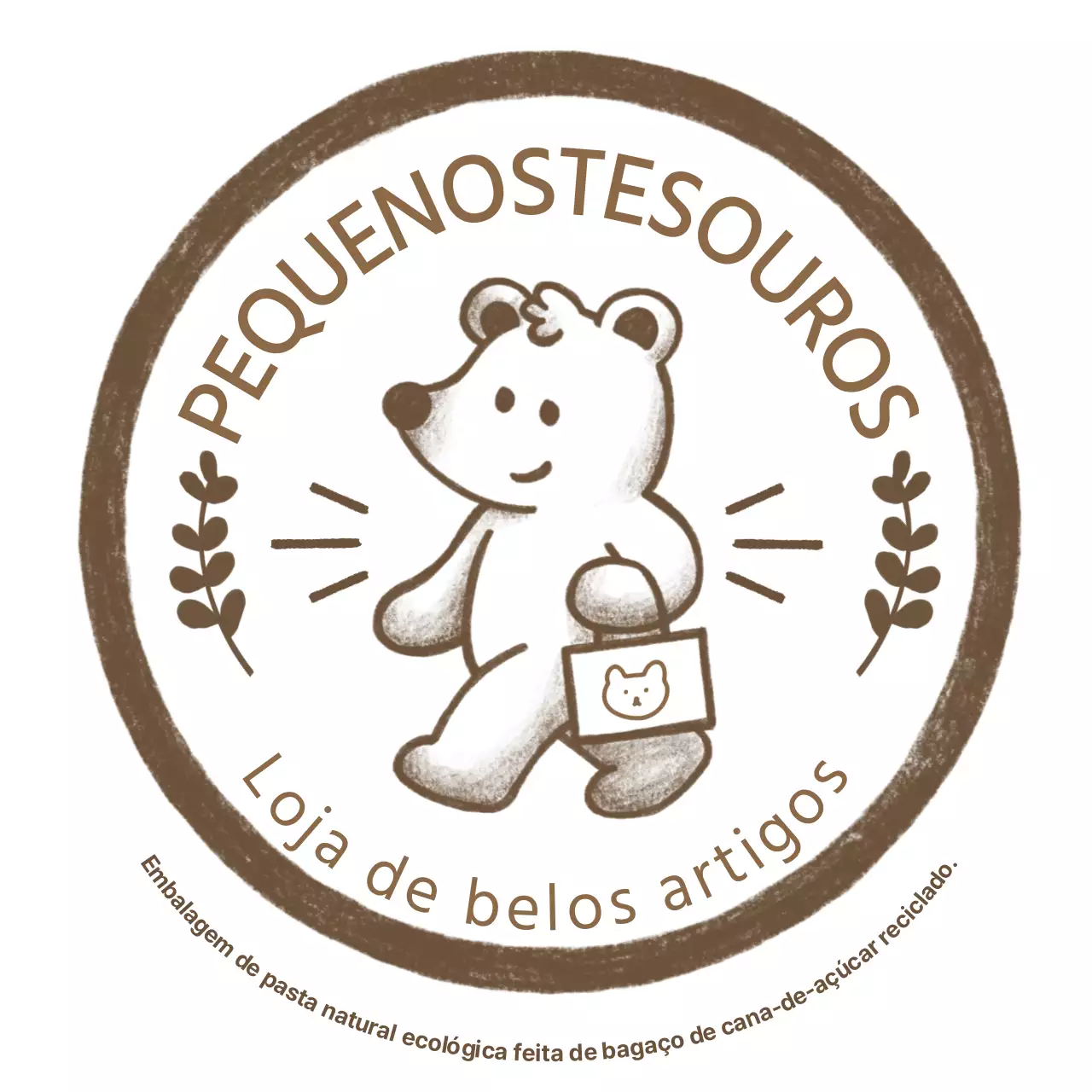 Urso de peluche giro desenhado à mão a lápis de cor emblema de loja de artigos