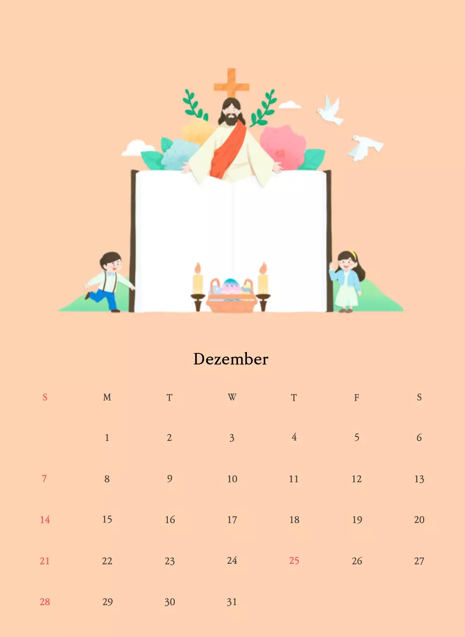 Warme FarbenKirchen mit niedlichen Illustrationen