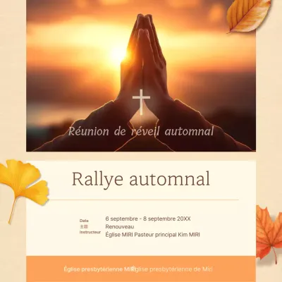 Annonces d'événements religieux soignées en orange et marron