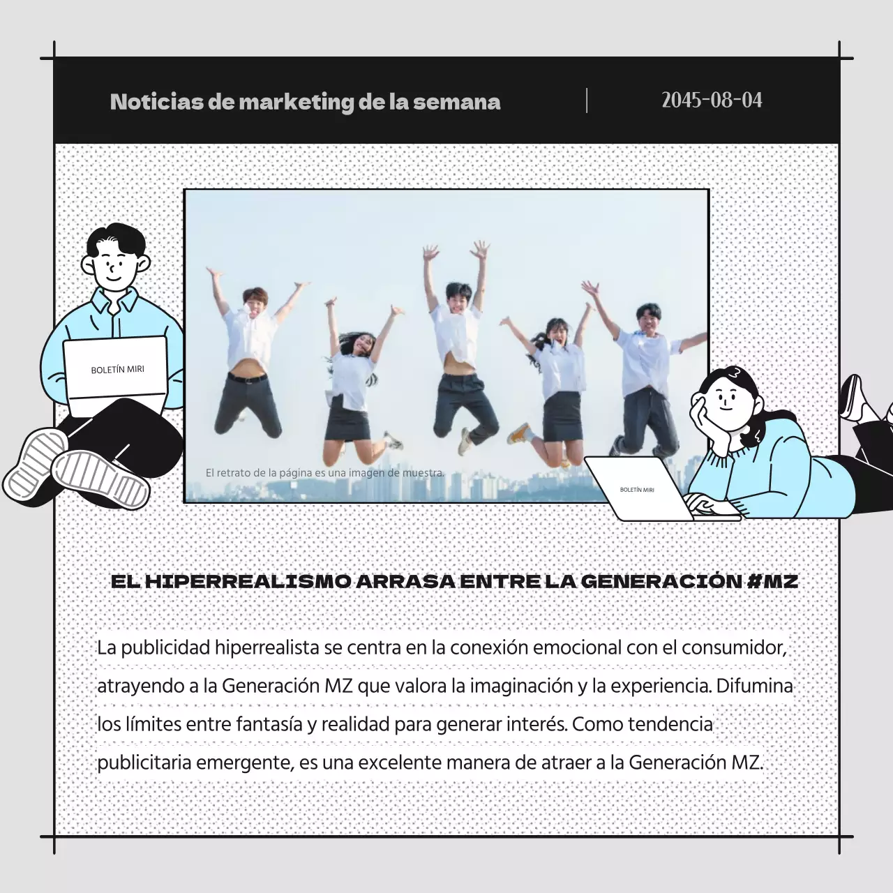 Promover un boletín de dibujos animados de color azul claro