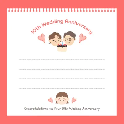 Coral Simple Anniversary Card Social Media Post