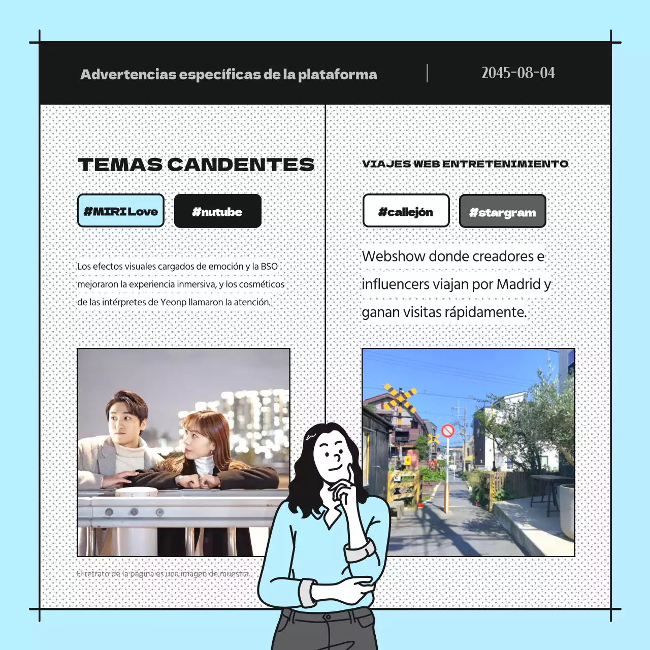 Promover un boletín de dibujos animados de color azul claro