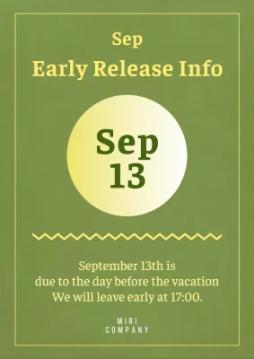 Green Simple Early Release Announcement Poster