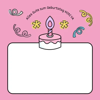 Niedliche Glückwunschkarte zum Geburtstag in Rosa und Gelb