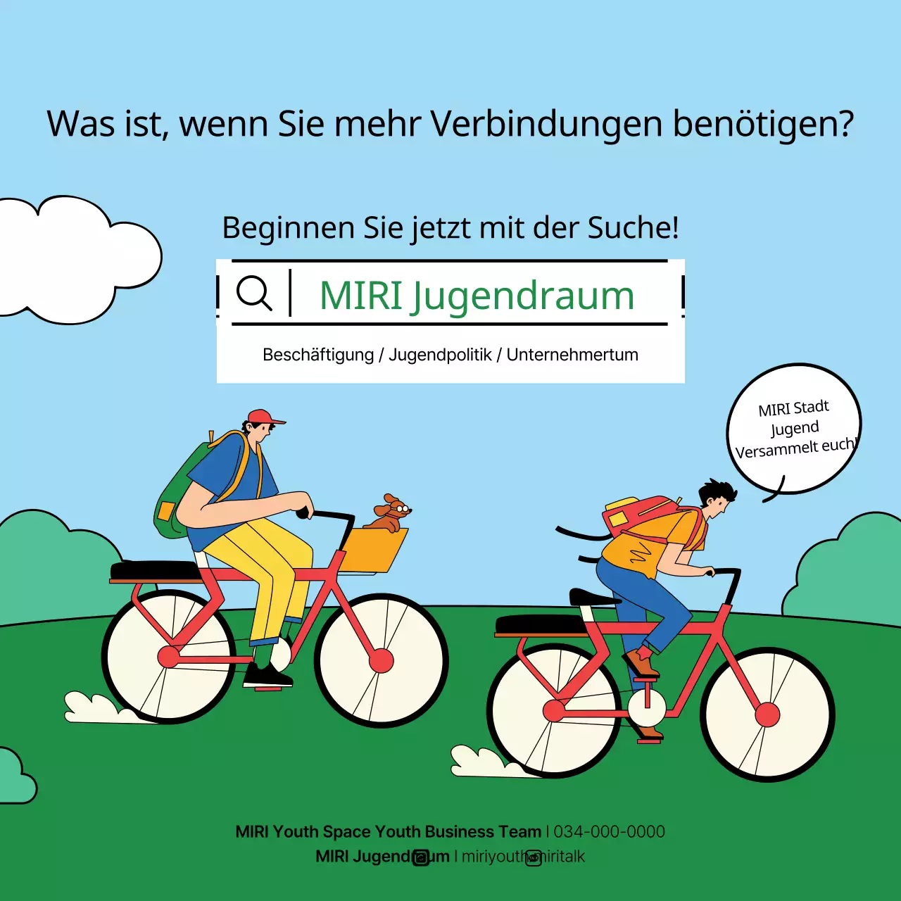 Werbung für eine kitschige gelb-grüne Jugend-Networking-Party