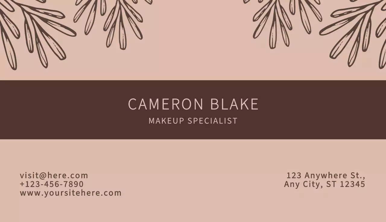 Beige Botanical Makeup Business Card