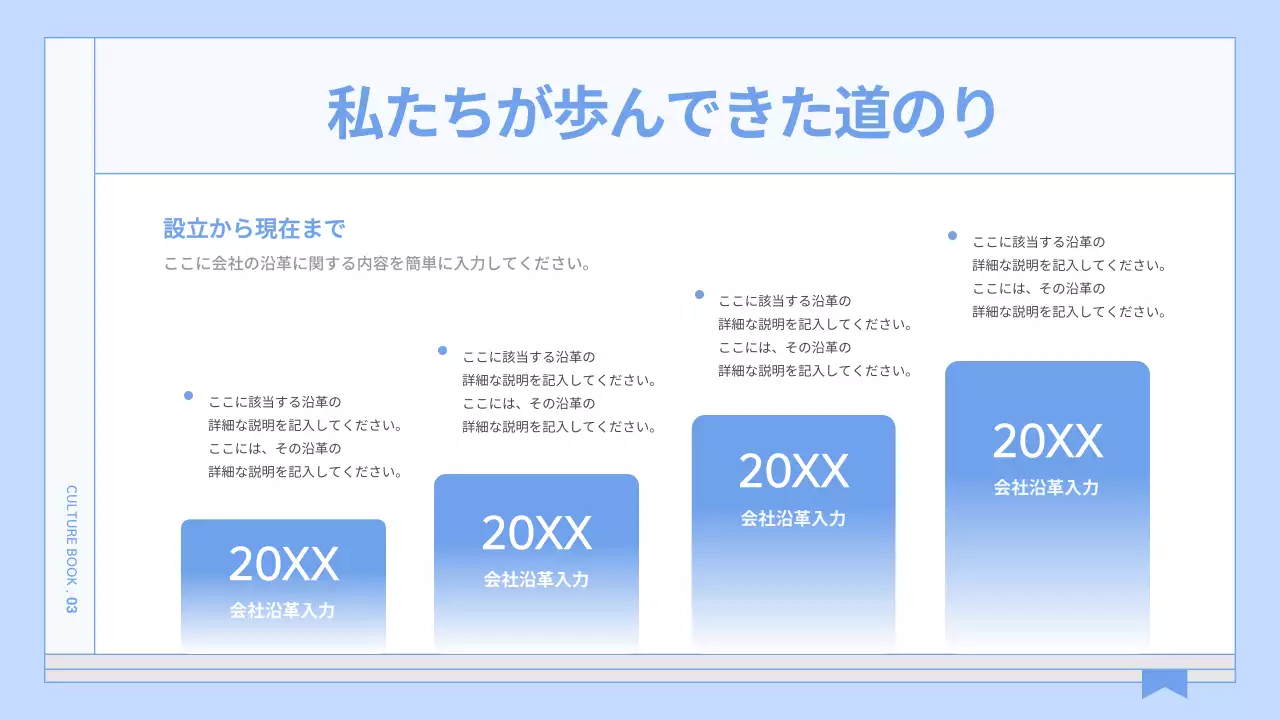 青 シンプル 企業文化 会社案内 プレゼンテーション