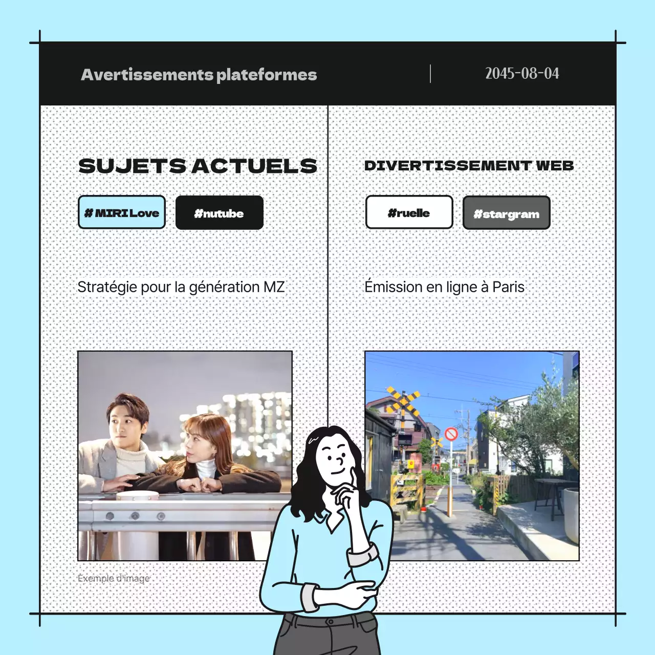 Promouvoir une lettre d'information en bande dessinée bleu clair