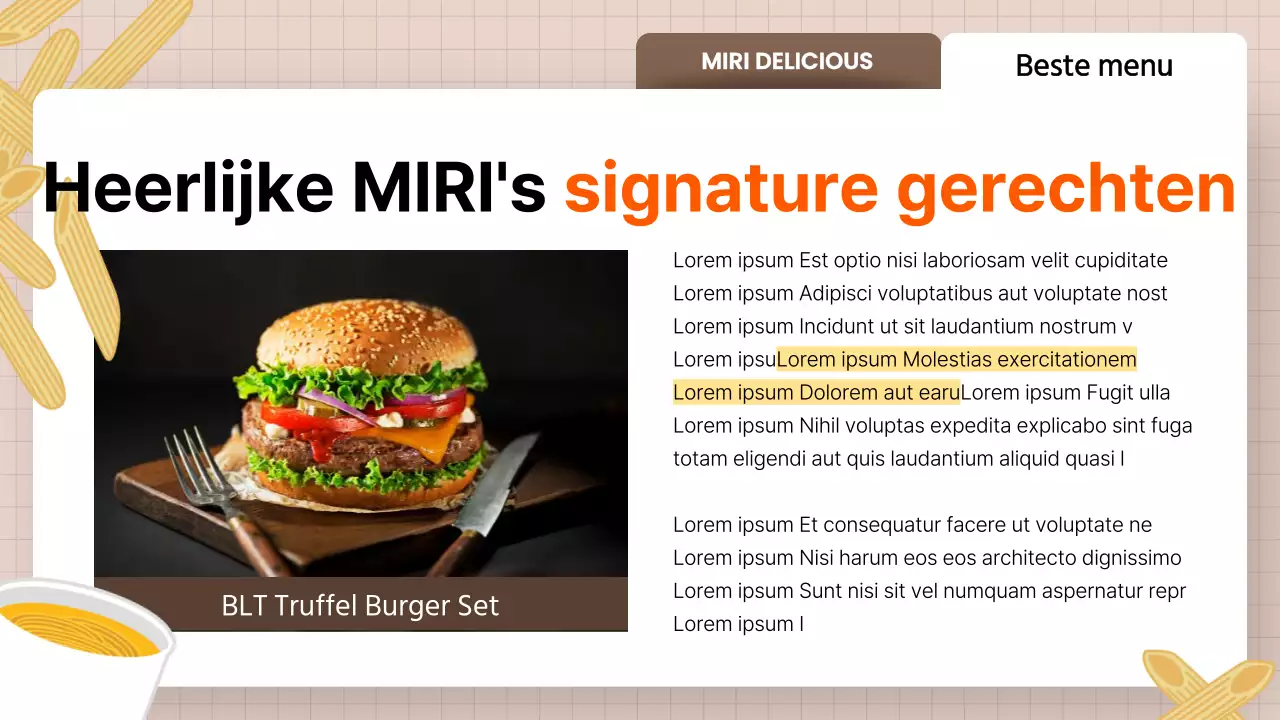 Gele, schone restaurantproducten promoten