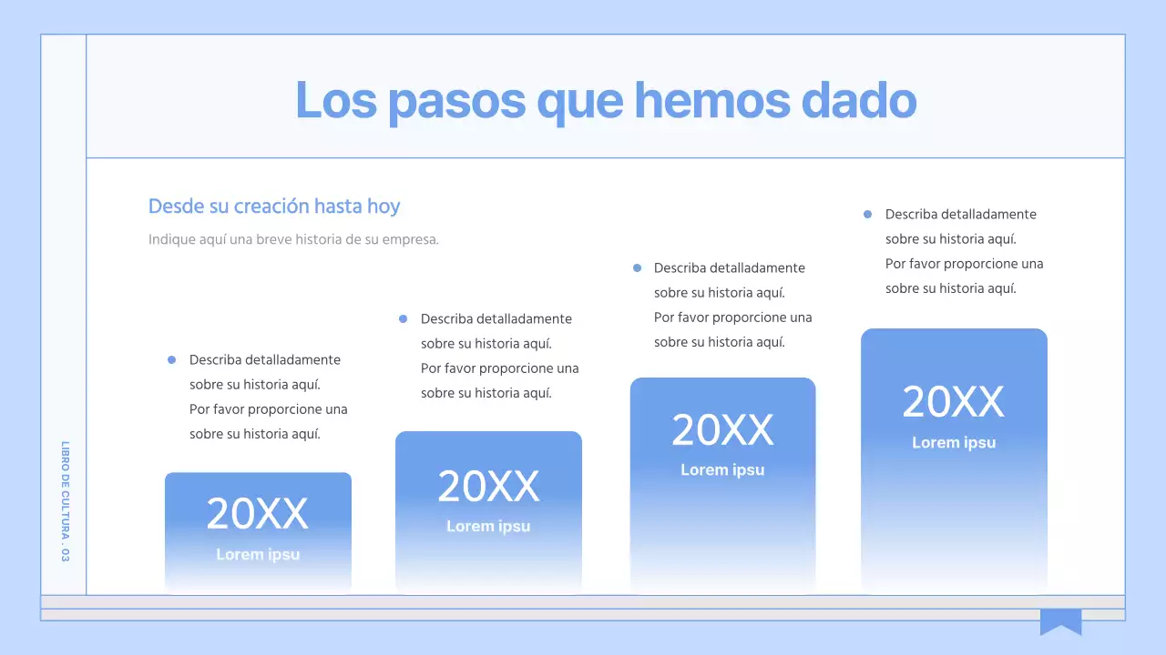 Guía para un libro de cultura empresarial sencillo y de color azul claro