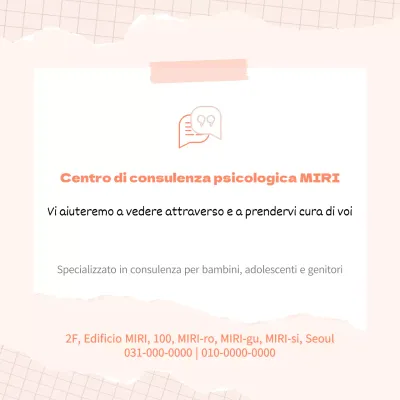 Semplice pubblicità di un centro di consulenza psicologica in arancione e beige