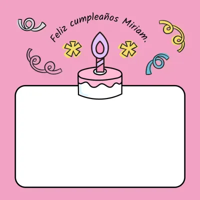 Bonita nota de feliz cumpleaños en rosa y amarillo