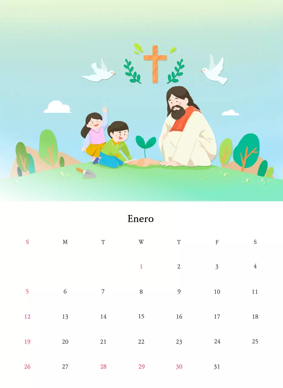 Colores cálidosIglesias con simpáticas ilustraciones