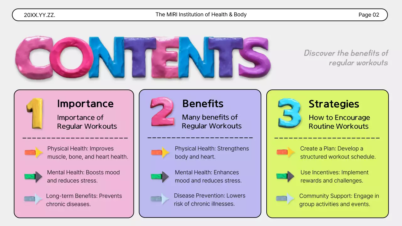 다채로운 대담한 피트니스 가이드라인 프레젠테이션
