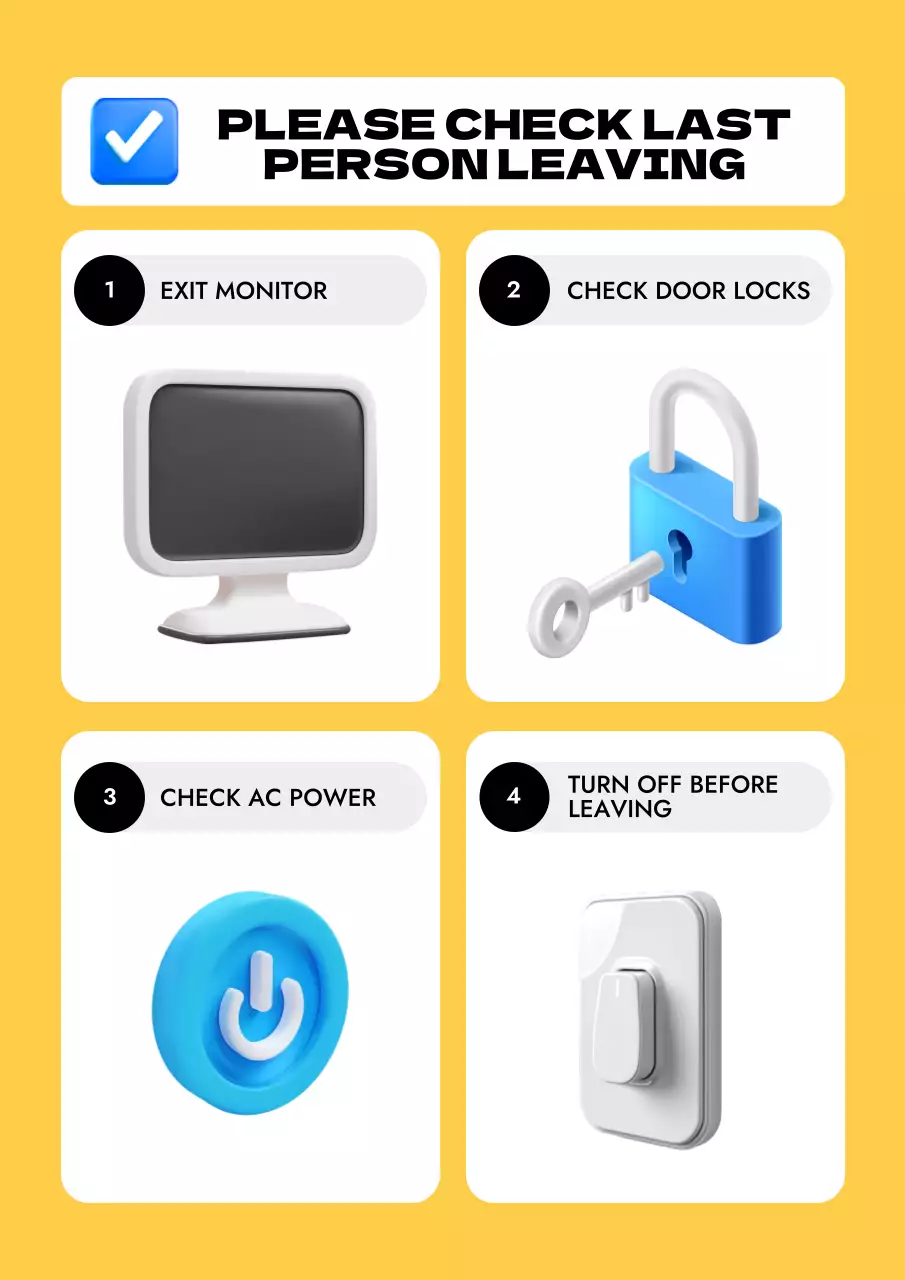 Yellow Minimal Office Checklist Poster