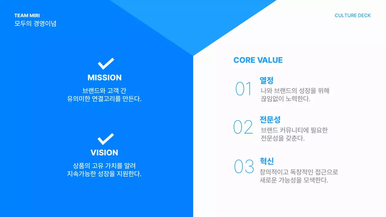 파랑 모던 회사소개서 설명