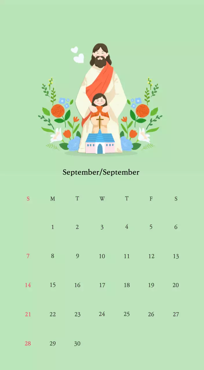 Warme FarbenKirchen mit niedlichen Illustrationen