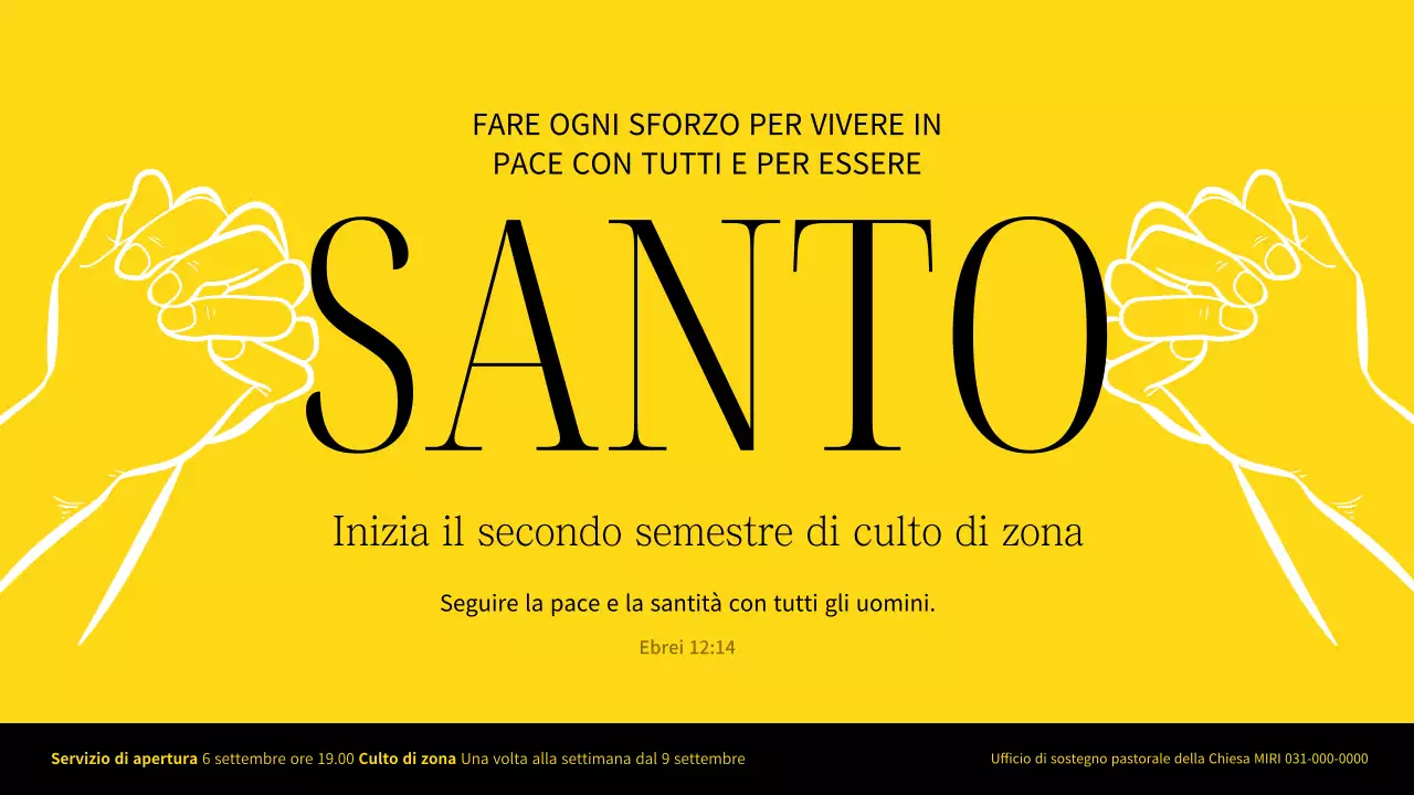 Una chiesa semplice in giallo e nero Sessione 2 Culto zonale Apertura Titolo principale