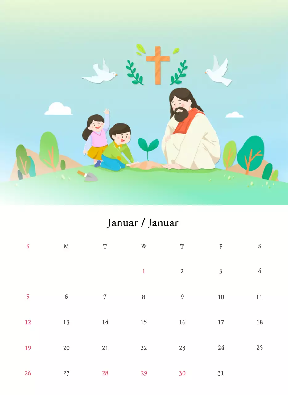 Warme FarbenKirchen mit niedlichen Illustrationen