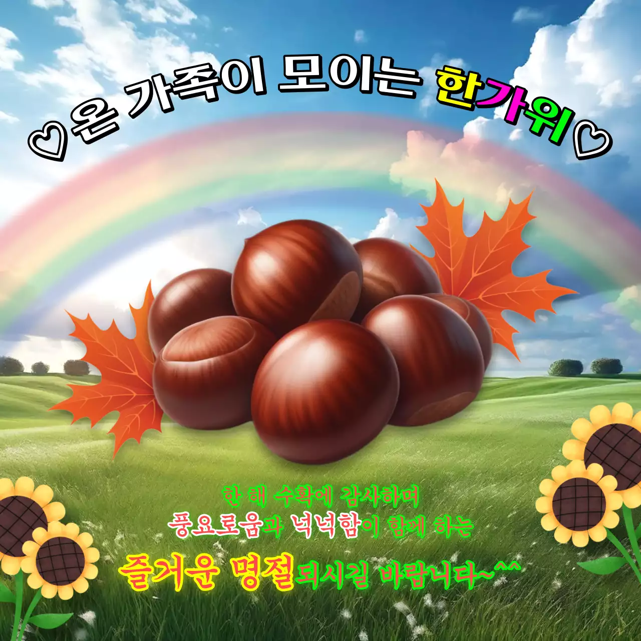 파랑 전통 추석명절 인사