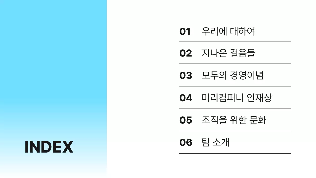 하늘색 심플 회사 컬쳐북 소개서