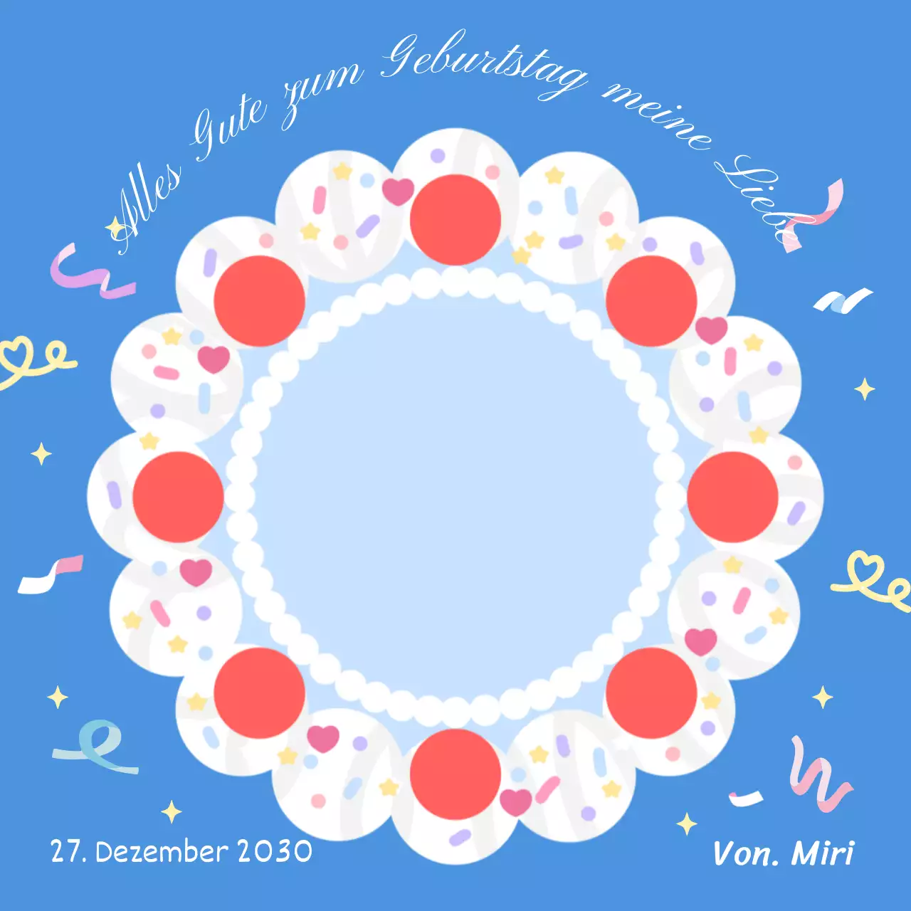 Bezaubernde Happy Birthday Kuchen Notizblock in blau und rot