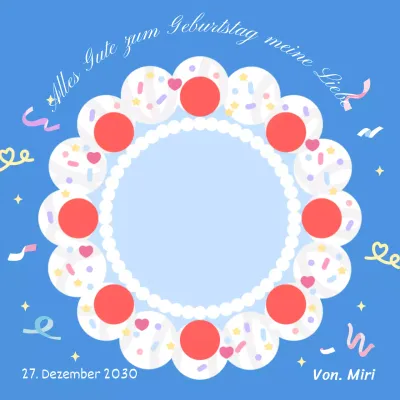 Bezaubernde Happy Birthday Kuchen Notizblock in blau und rot