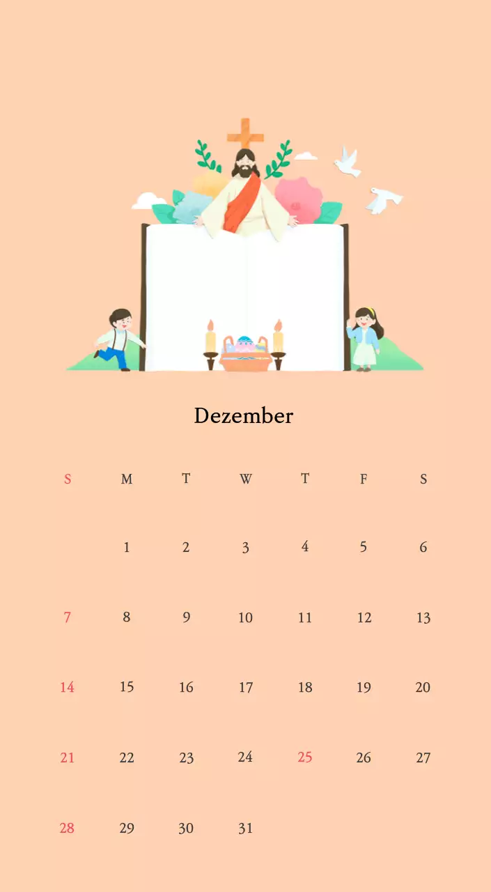 Warme FarbenKirchen mit niedlichen Illustrationen