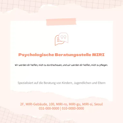 Einfache orange-beigefarbene Anzeige einer psychologischen Beratungsstelle