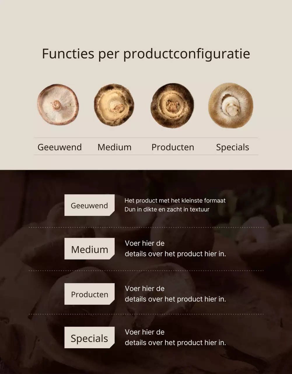 Bruine, nette shiitake champignons ad