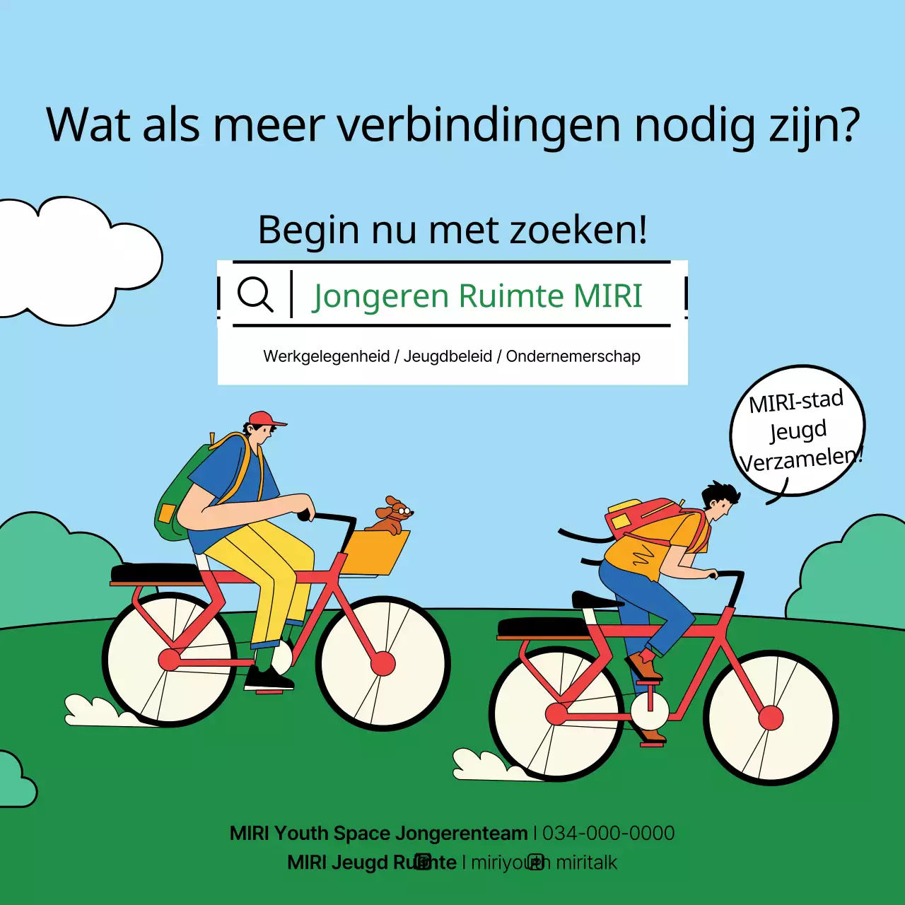 Een kitscherig geel en groen jongerennetwerkfeest promoten