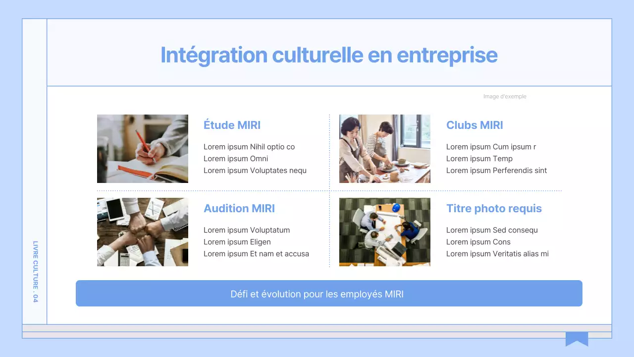 Un guide pour un livre de culture d'entreprise simple et bleu clair