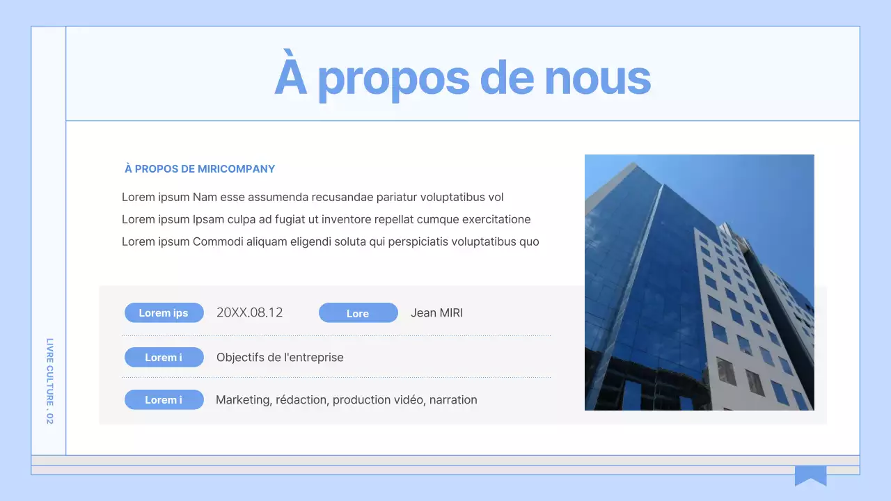 Un guide pour un livre de culture d'entreprise simple et bleu clair
