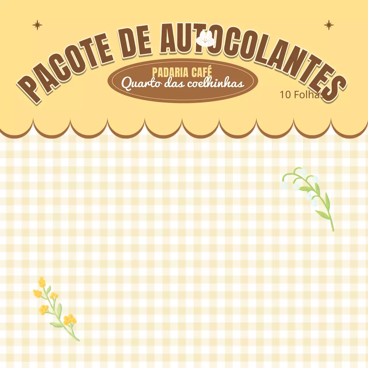 Papel de parede de pacote de autocolantes de padaria com ilustração a lápis de cor